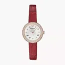Emporio Armani Rosa Two Hand White Dial Red Leather Strap Watch For Women - AR11357
